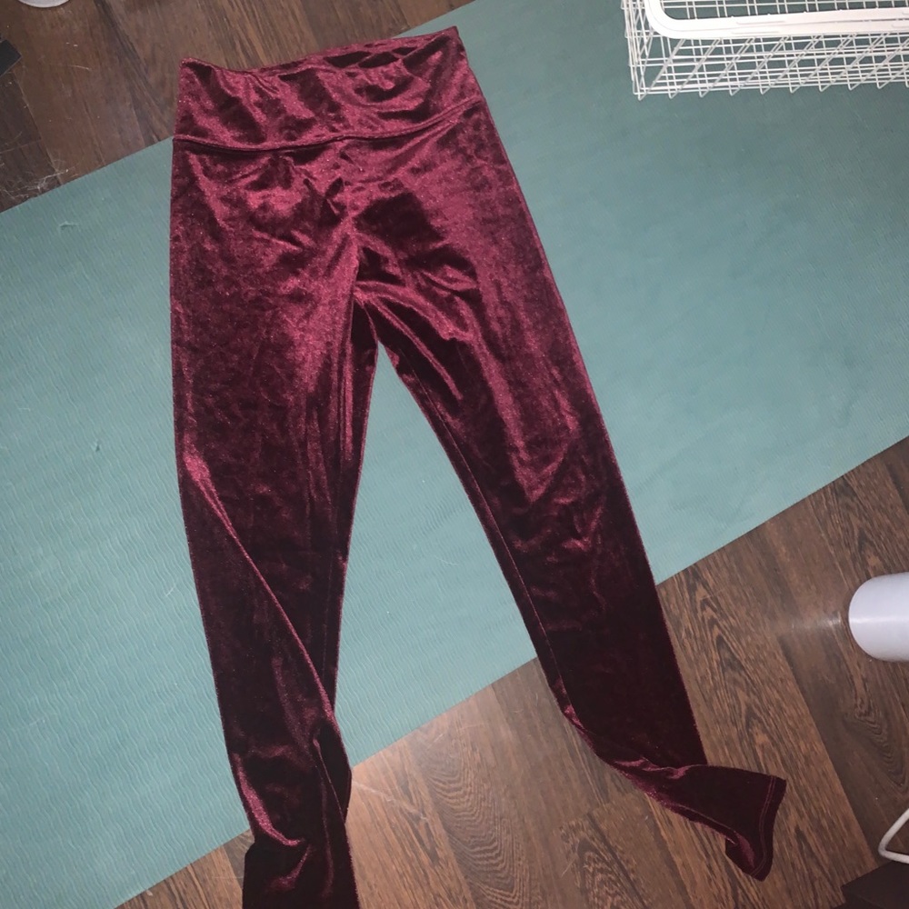garage maroon velvet leggings